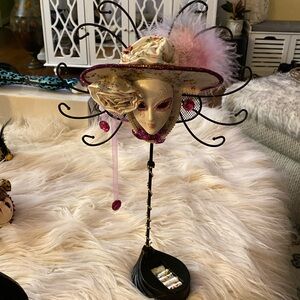NEW Carnival Mardi grass mask, Necklace and ring holder display stand, handmade